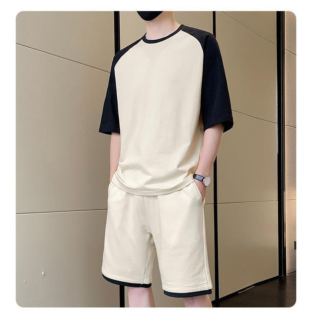 Men’s Casual 2-Piece Cotton T-Shirt and Shorts Tracksuit