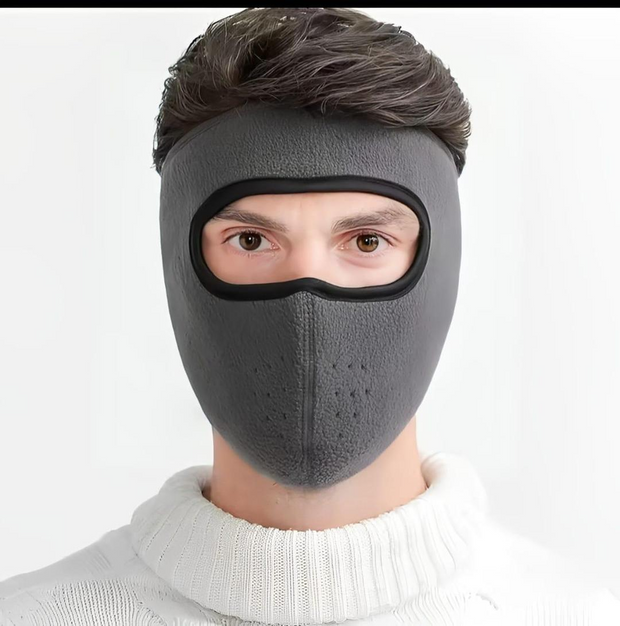 1 Pc Windproof Anti-Dust Full Face Mask – Black Fleece (Plain Design)