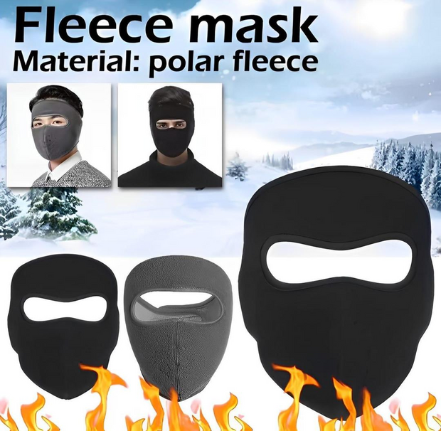 1 Pc Windproof Anti-Dust Full Face Mask – Black Fleece (Plain Design)