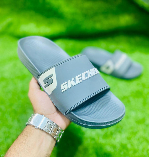 Men's Casual PU Leather Slide Slippers - 1 Pcs Grey