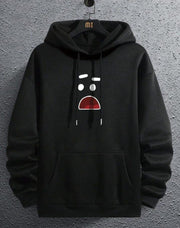 [ Black Smile ] Polyester Fleece Printed Hoodie