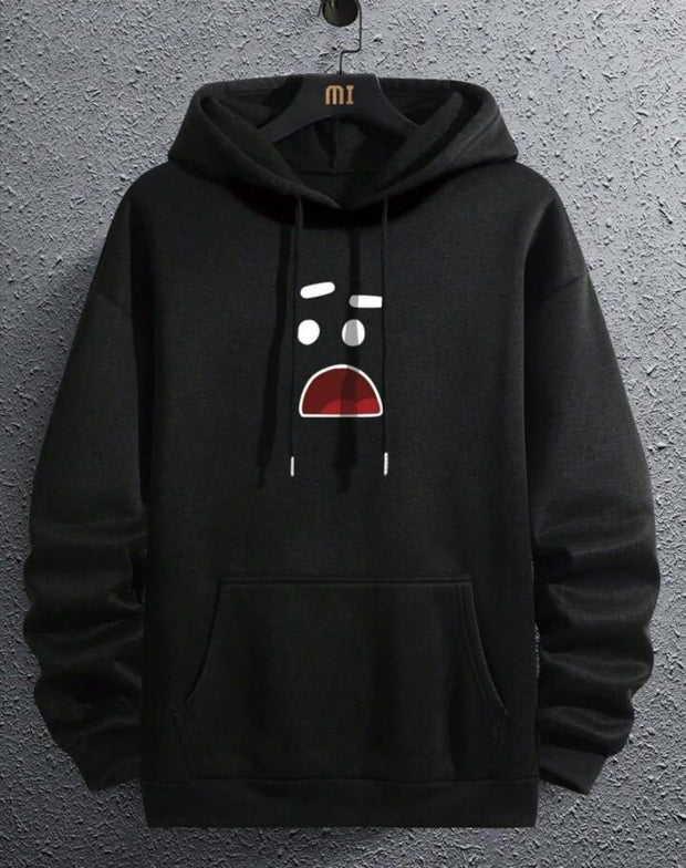 [ Black Smile ] Polyester Fleece Printed Hoodie