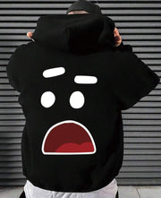 [ Black Smile ] Polyester Fleece Printed Hoodie