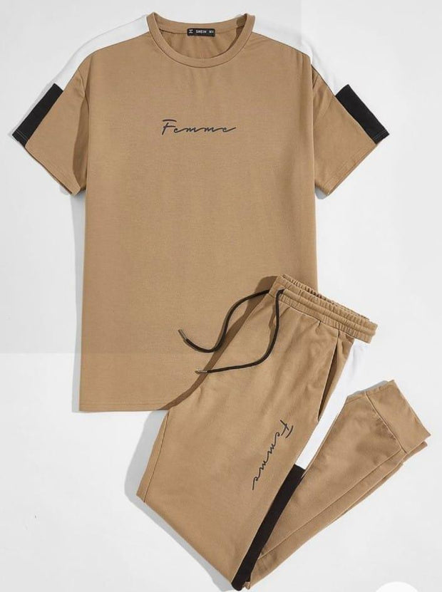 "Men’s 2-Piece Plain Polyester Tracksuit Set"