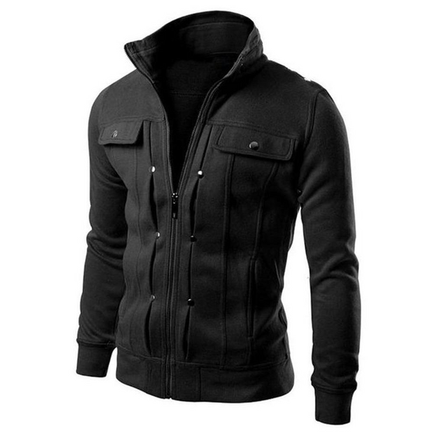 🧥 1 Pc Men's Fleece Plain Jacket – Mexican Style – Black